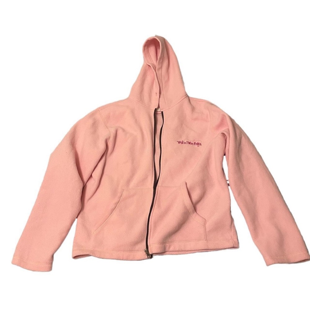wish i was fishin pink fleecy zip up